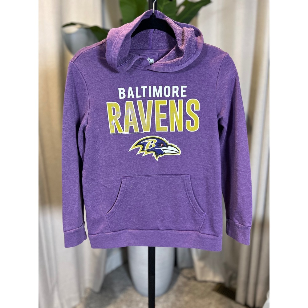 NFL Team Apparel Baltimore Ravens Boys Hoodie Purple Size L 10-12 Pullover